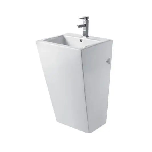 Square Shape Ceramic Pedestral Basin Gloss White 510 x 460 x 850mm - Zenithbath